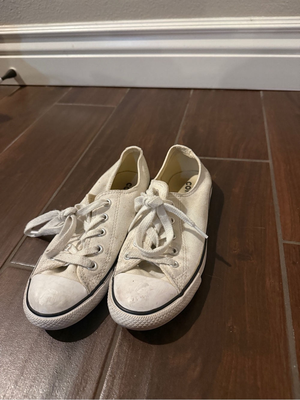Converse Low-Top Canvas Sneakers in Cream/White